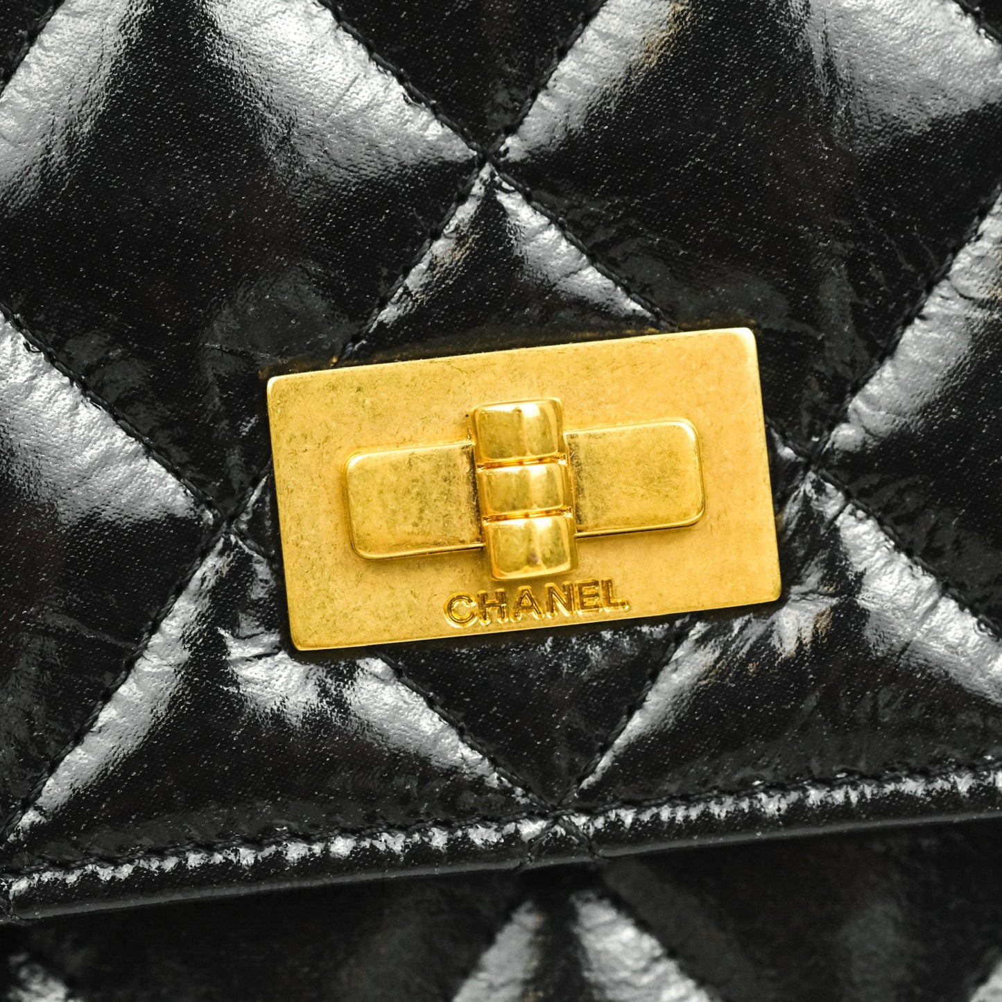 Chanel Quilted Reissue WOC Black Glazed Crumpled Calfskin Aged Gold Hardware