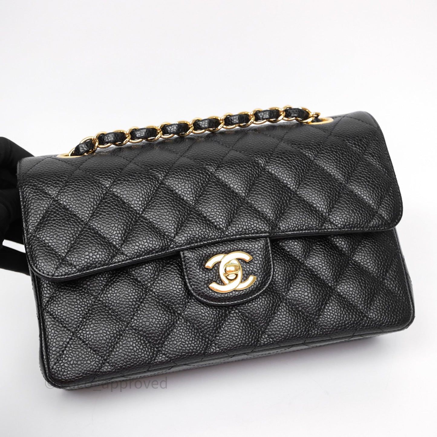 Chanel Small Classic Flap Quilted Black Caviar Gold Hardware