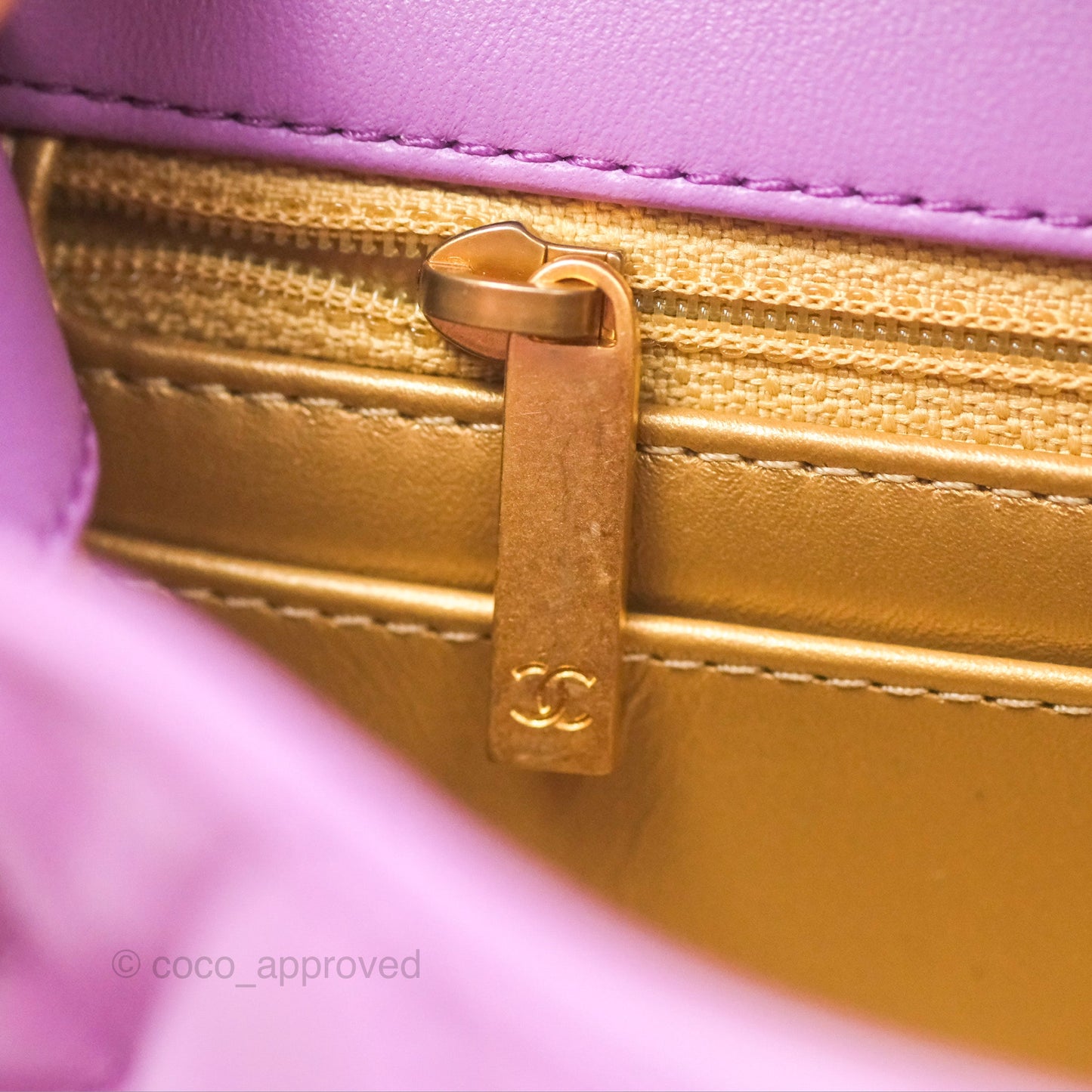 Chanel Mini Rectangular Pearl Crush Quilted Purple Lambskin Aged Gold Hardware