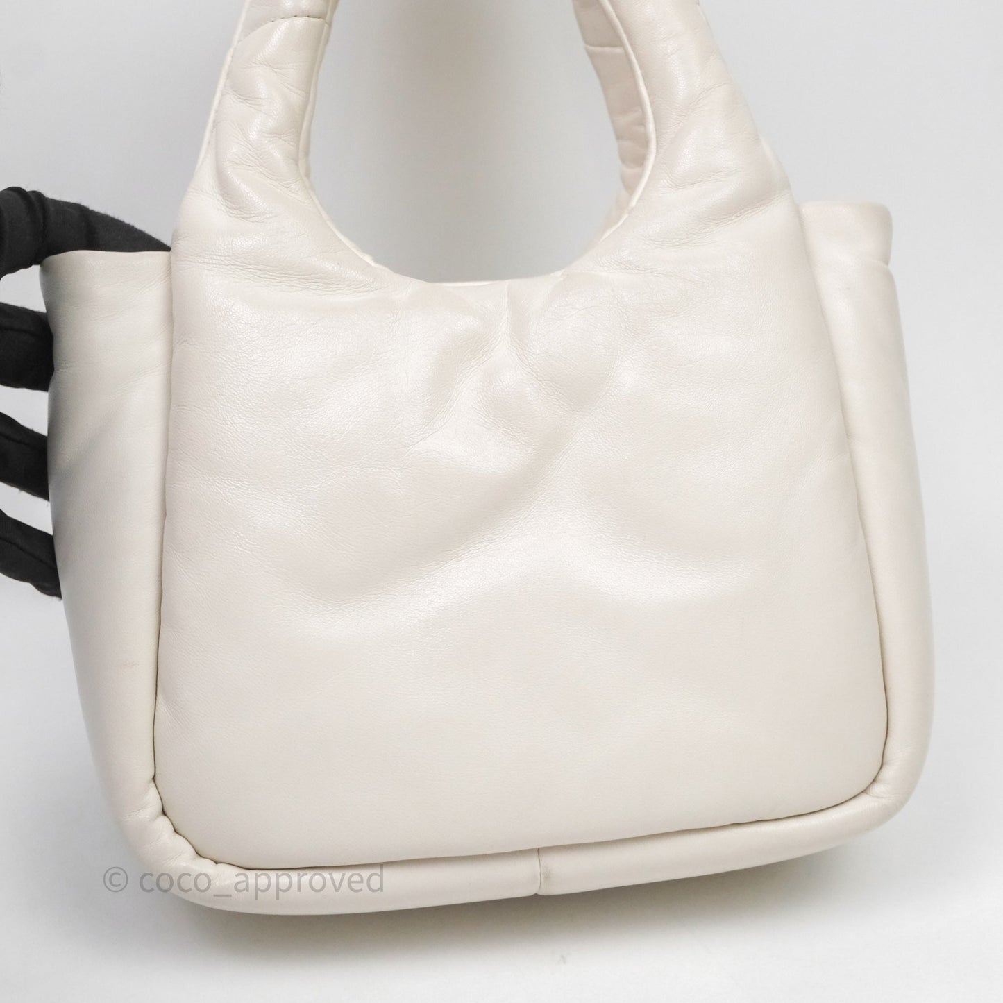 Prada Soft Tote Bag Ivory Silver Hardware