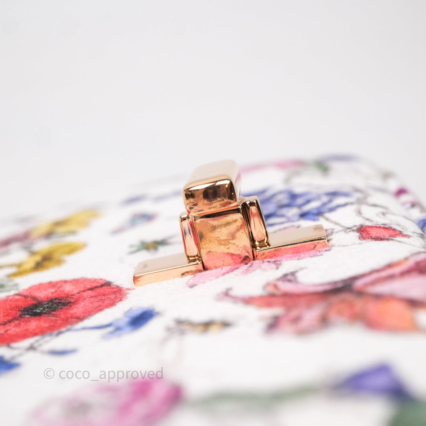 Dior Small Caro Bag White Florilegio Rose Gold Hardware
