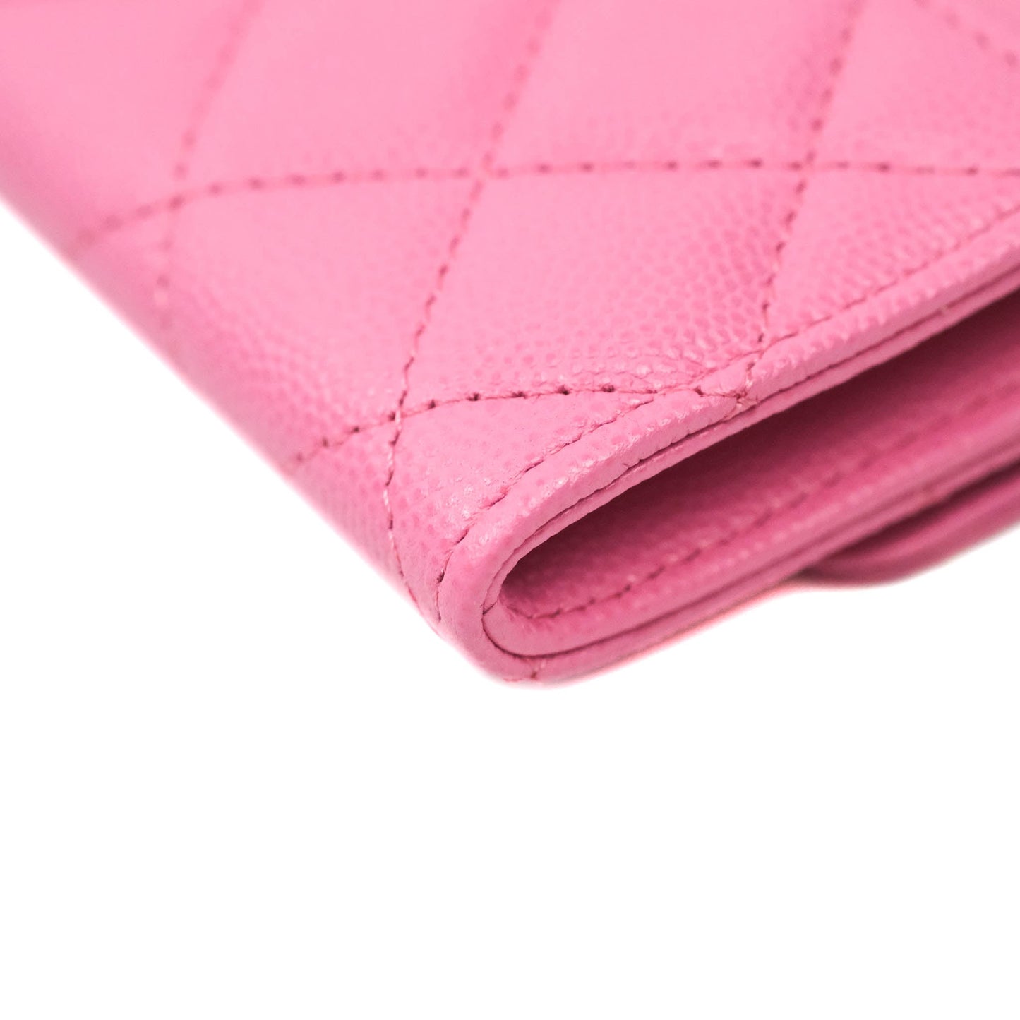 Chanel Caviar Quilted Flap Card Holder Pink Gold Hardware