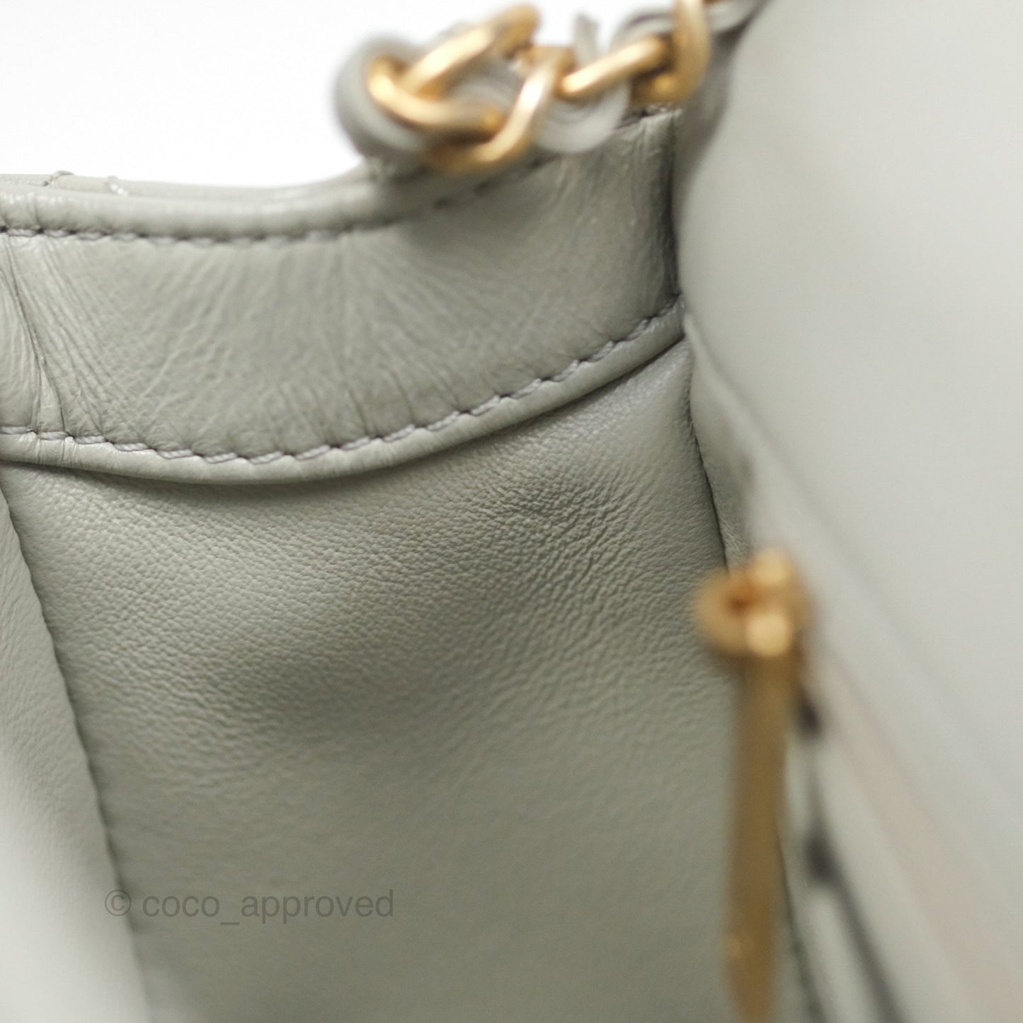 Chanel Mini Rectangular Pearl Crush Grey Lambskin Aged Gold Hardware