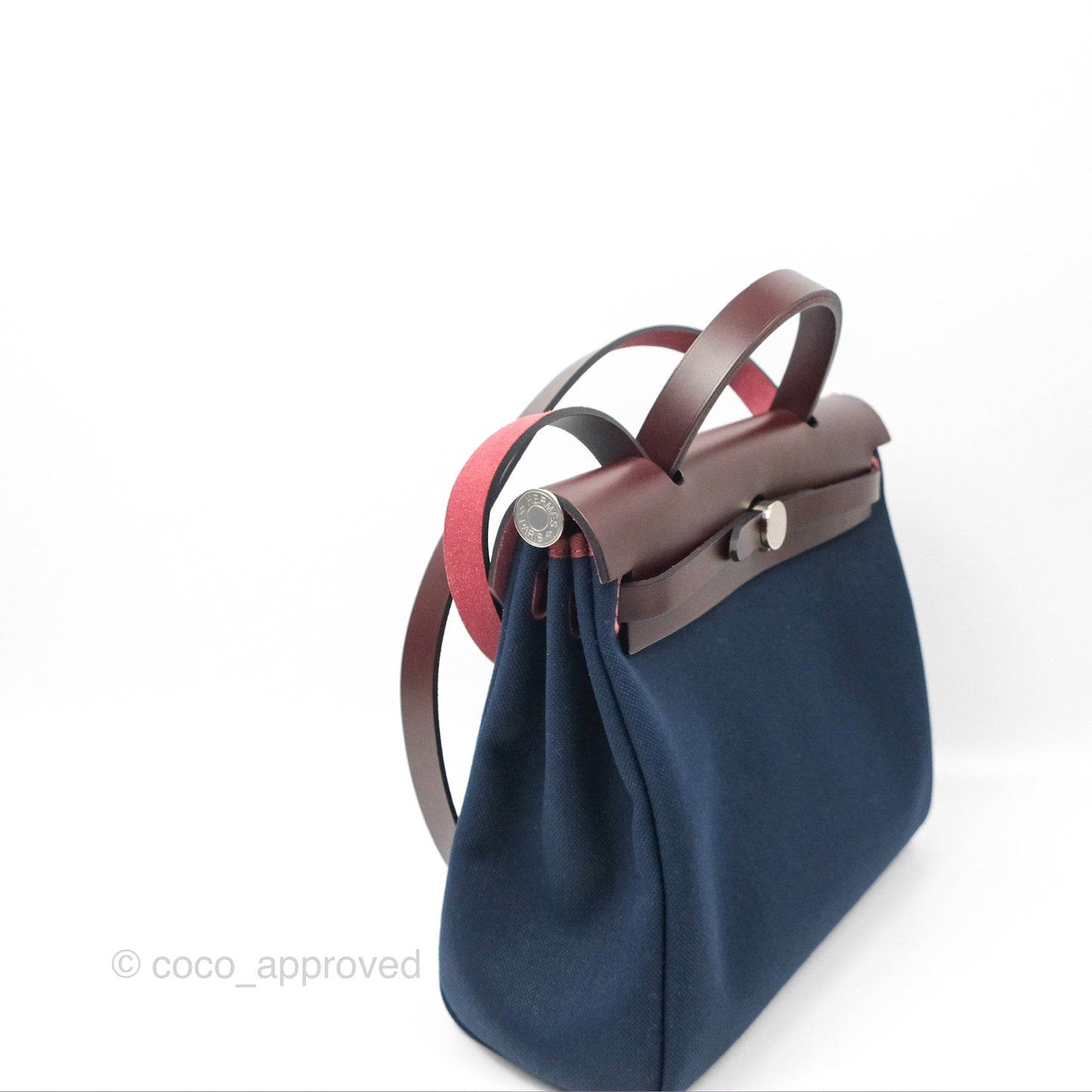 Hermès Herbag Zip 31 Bleu Marine/ Rouge Sellier Canvas Palladium Hardware