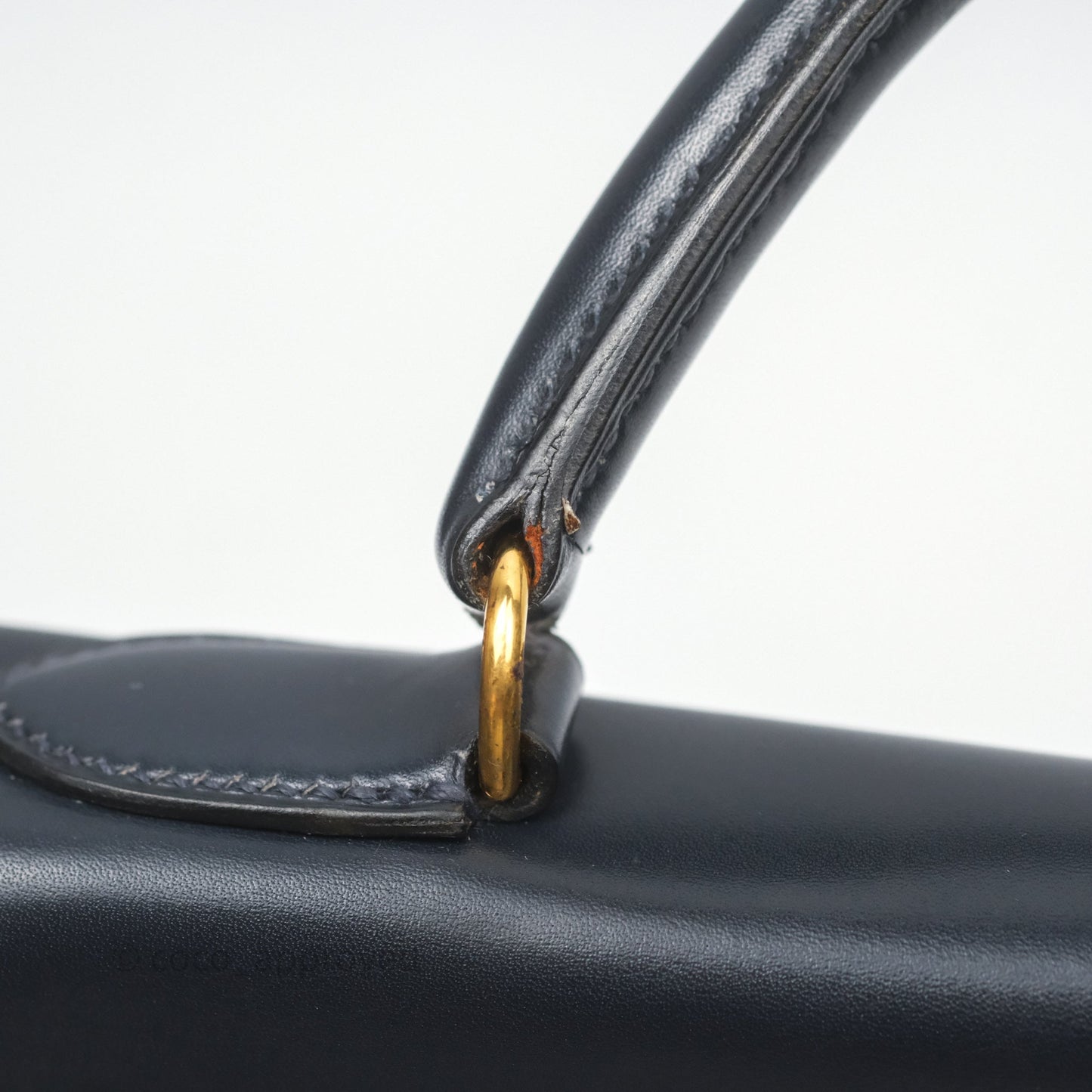 Hermès Vintage Kelly 28 Retourn Navy Box Leather Gold Hardware