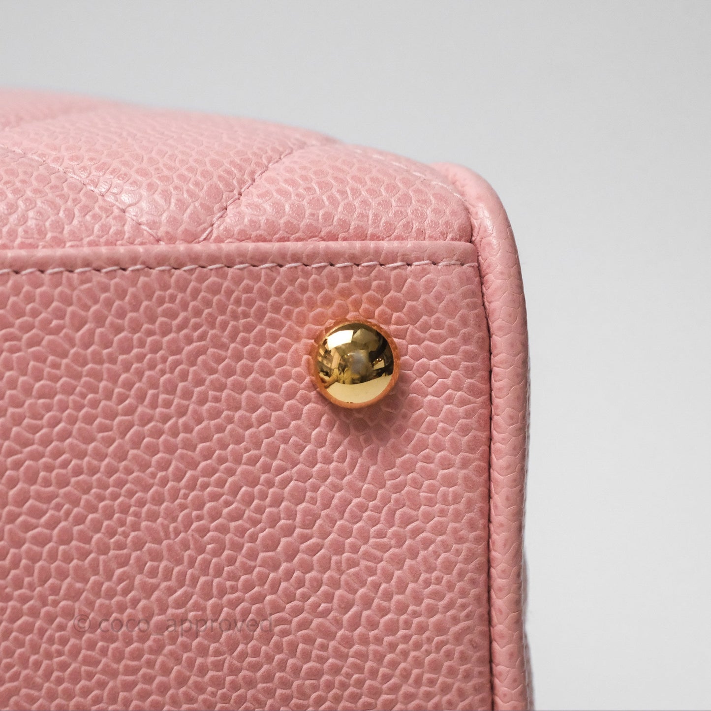 Chanel Vintage Mini CC Boston Bag Sakura Pink Caviar Gold Hardware