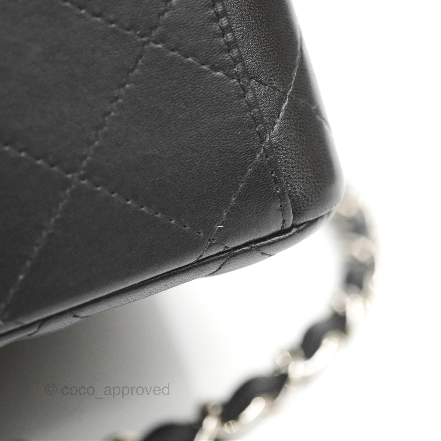 Chanel Quilted Maxi Double Flap Black Lambskin Silver Hardware