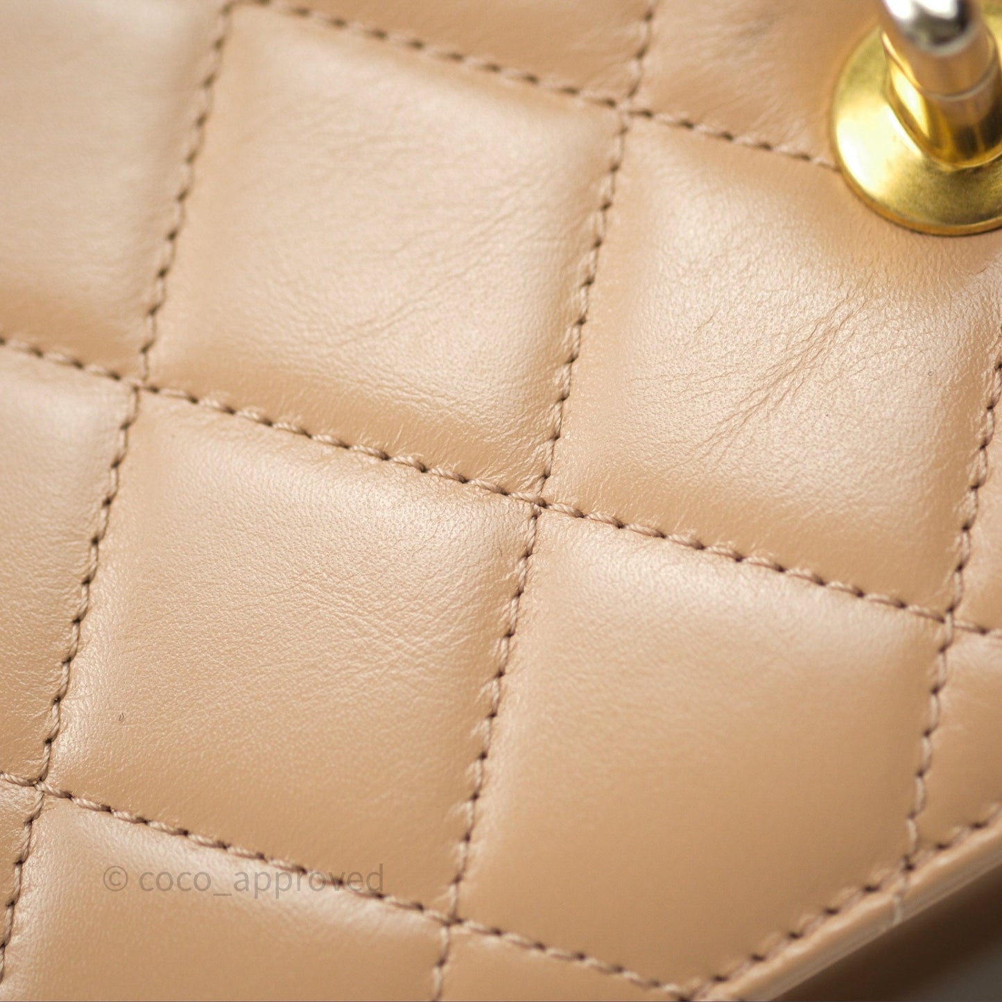Chanel Quilted Mini Perfect Fit Adjustable Beige Calfskin Gold Hardware
