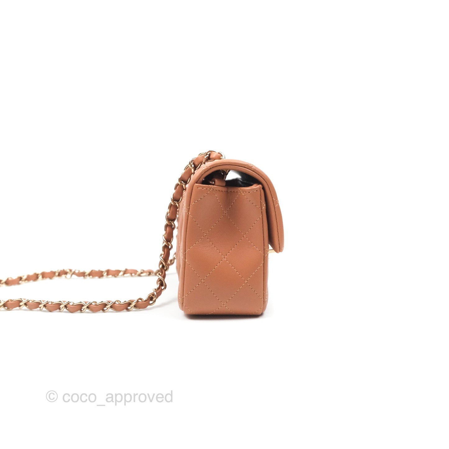 Chanel Quilted Mini Rectangular Flap Caramel Lambskin Gold Hardware