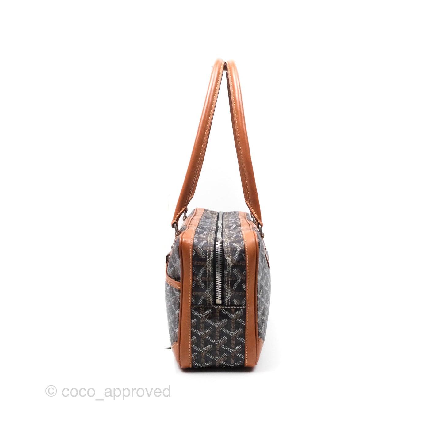 Goyard Saint Martin Bag Goyardine Canvas Black/ Tan