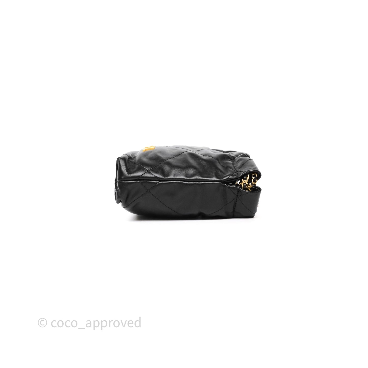 Chanel 22 Mini Bag Black Crumpled Calfskin Aged Gold Hardware