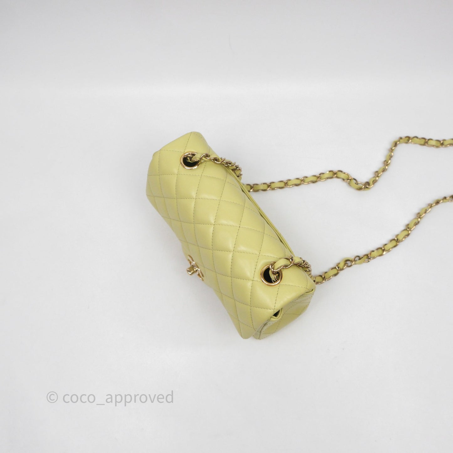 Chanel Mini Rectangular Flap Quilted Green Lambskin Gold Hardware