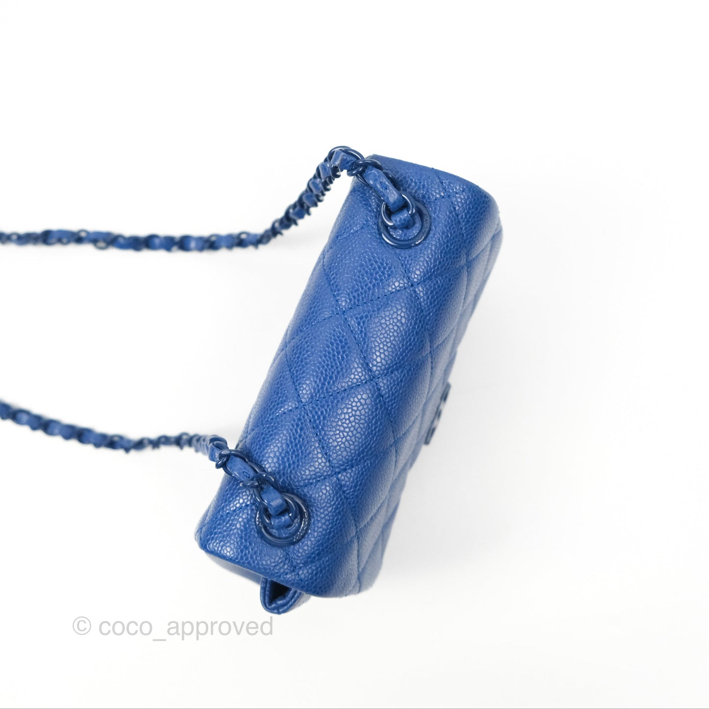 Chanel Quilted Mini Square Flap Bag Dark Blue Caviar Incognito