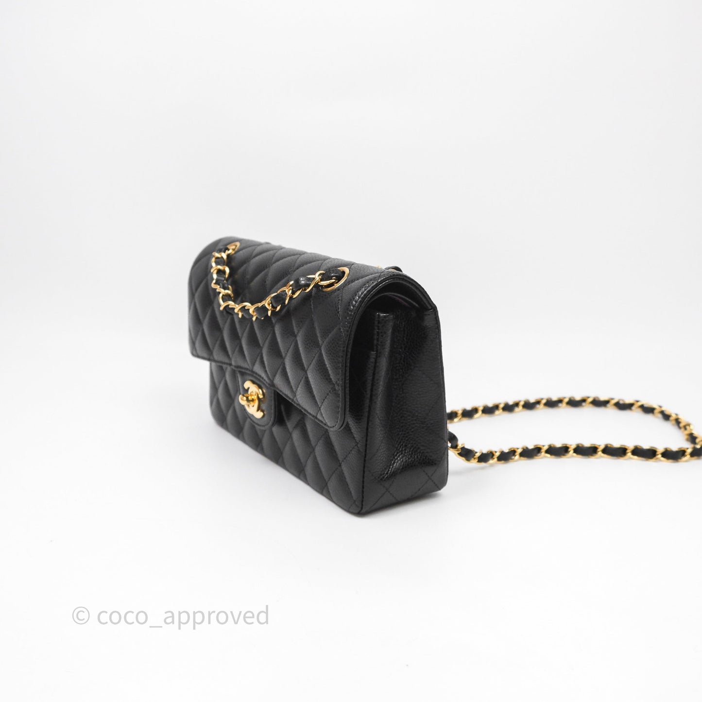 Chanel Small Classic Flap Quilted Black Caviar Gold Hardware
