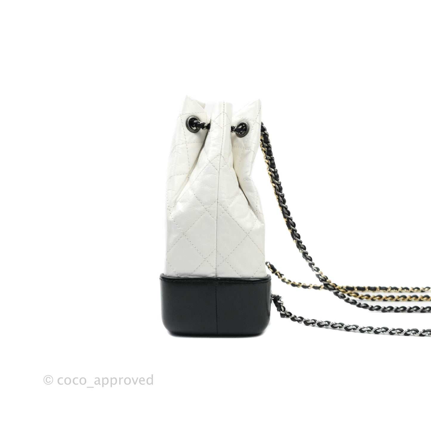 Chanel Small Gabrielle Backpack White Black Aged Calfskin