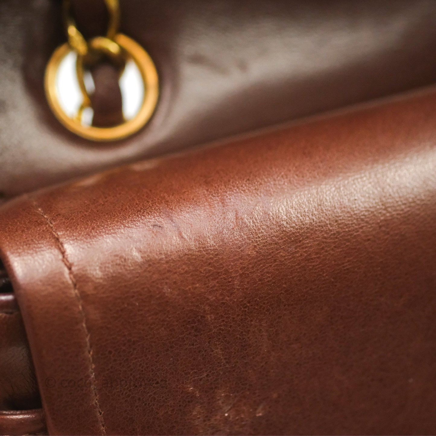 Chanel Vintage Small Classic Flap Brown Lambskin 24K Gold Hardware