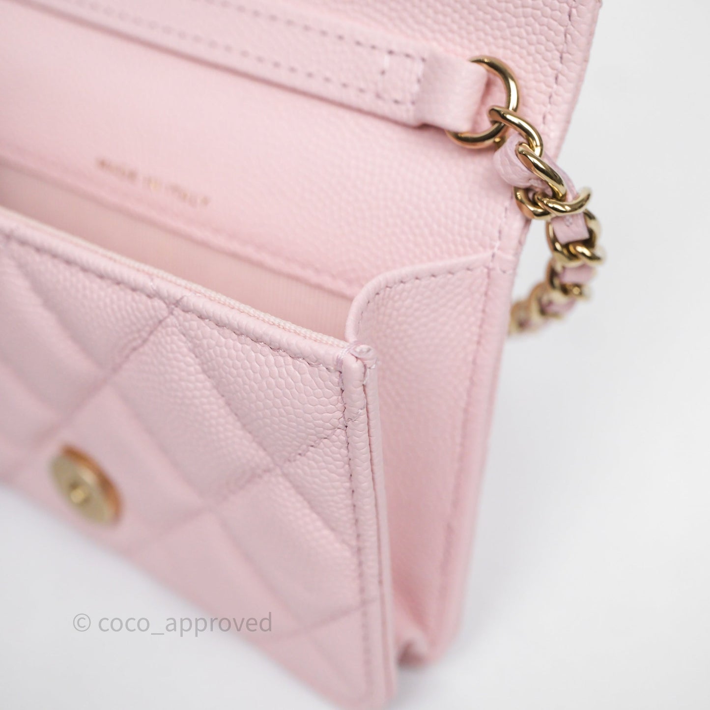 Chanel Mini Clutch With Chain Light Pink Caviar Gold Hardware