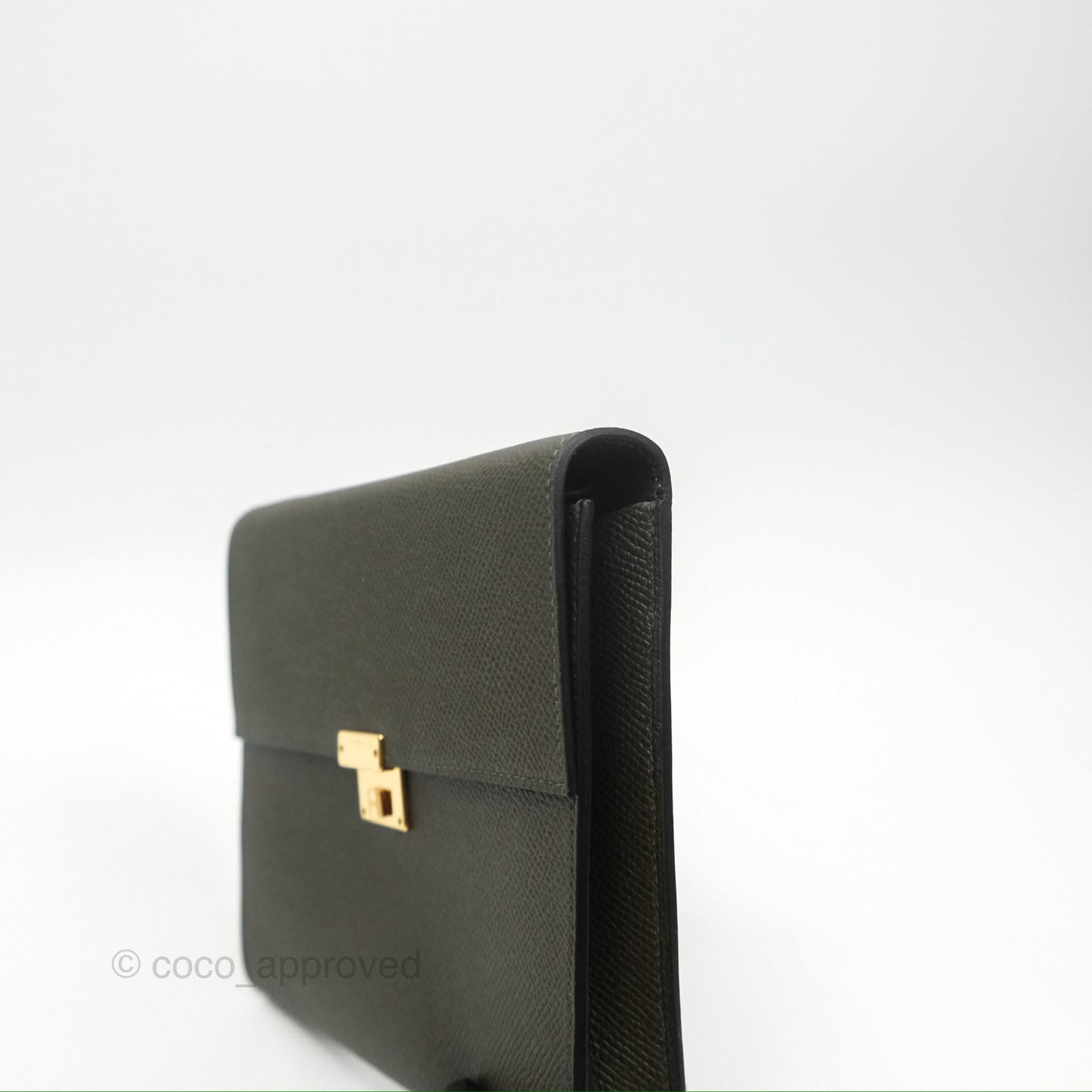 Hermès Clic 16 Wallet On Chain Vert De Gris Epsom Gold Hardware