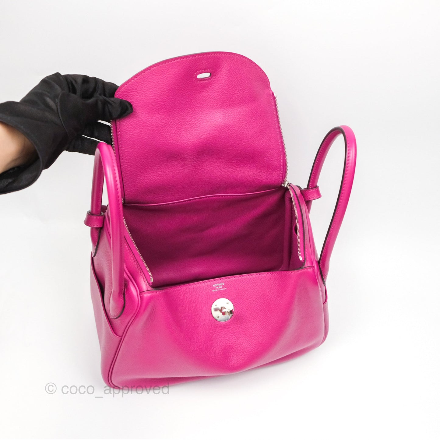 Hermès Lindy 26 Rose Pourpre Evercolor Palladium Hardware