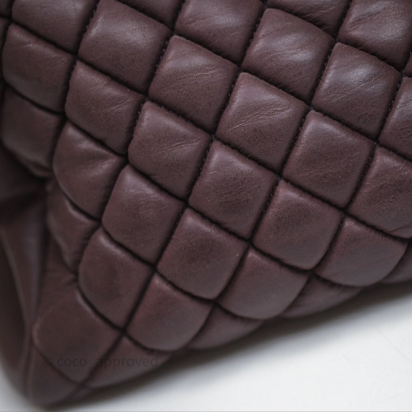 Chanel Large Mademoiselle Bowling Crumpled Calfskin Purple Ruthenium Hardware
