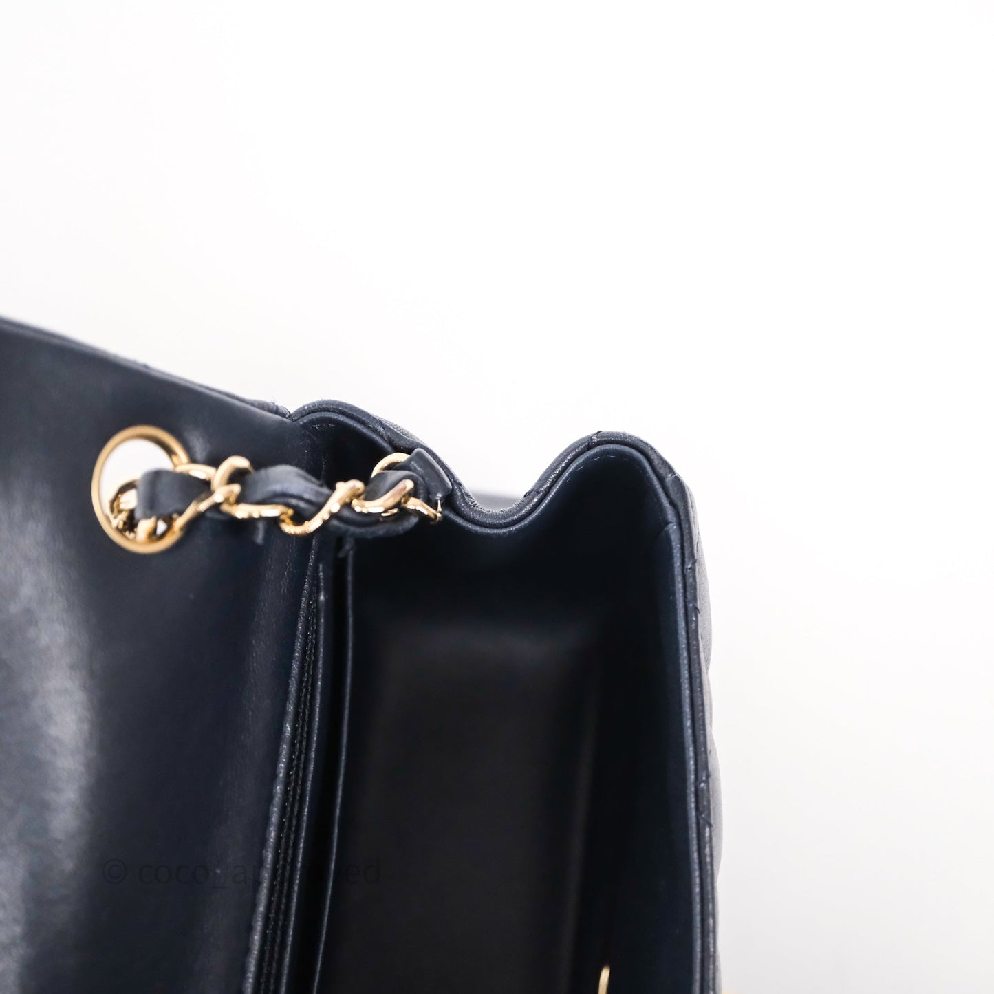 Chanel Mini Square Flap Quilted Navy Lambskin Gold Hardware
