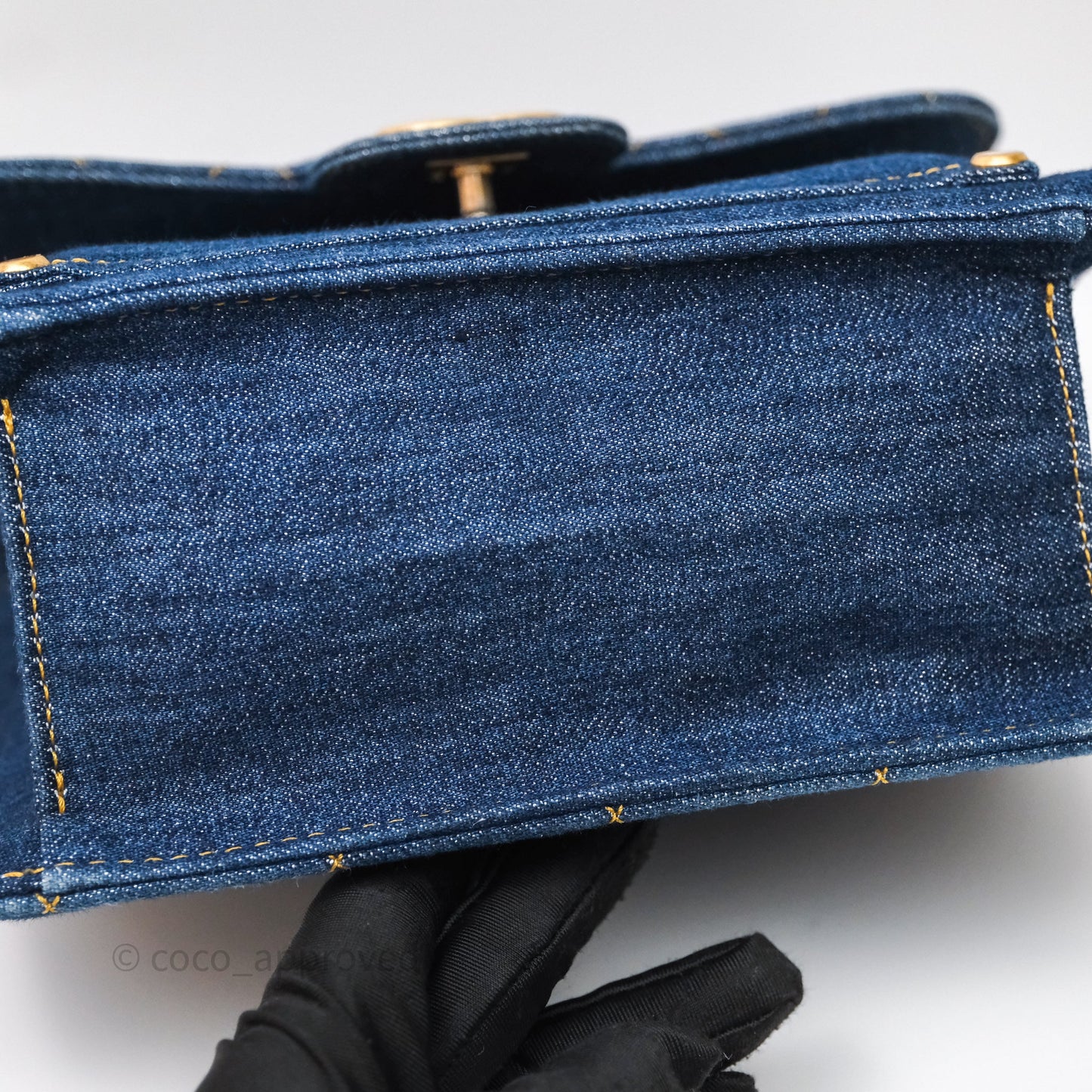 Chanel Square Flap Bag Denim Aged Gold Hardware