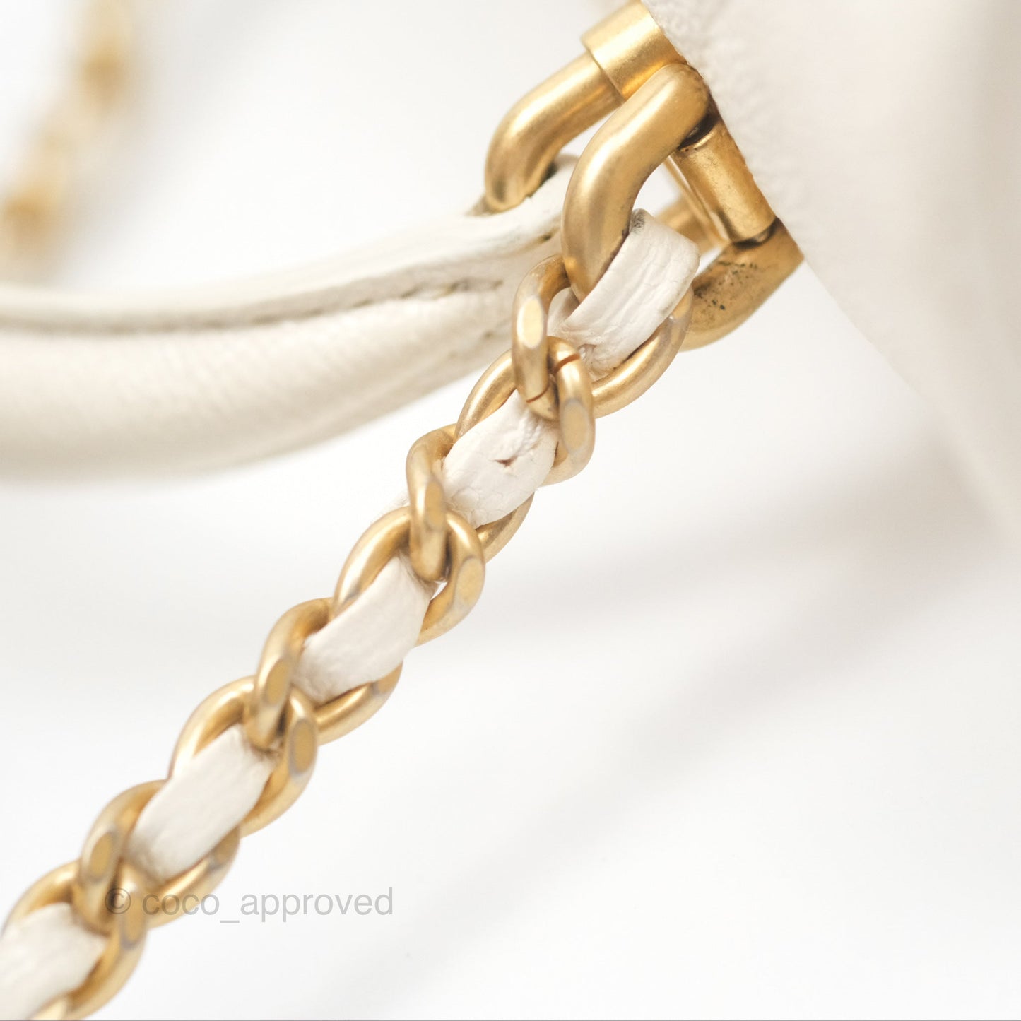 Chanel Top Handle Mini Rectangular Flap Bag Ivory White Caviar Aged Gold Hardware