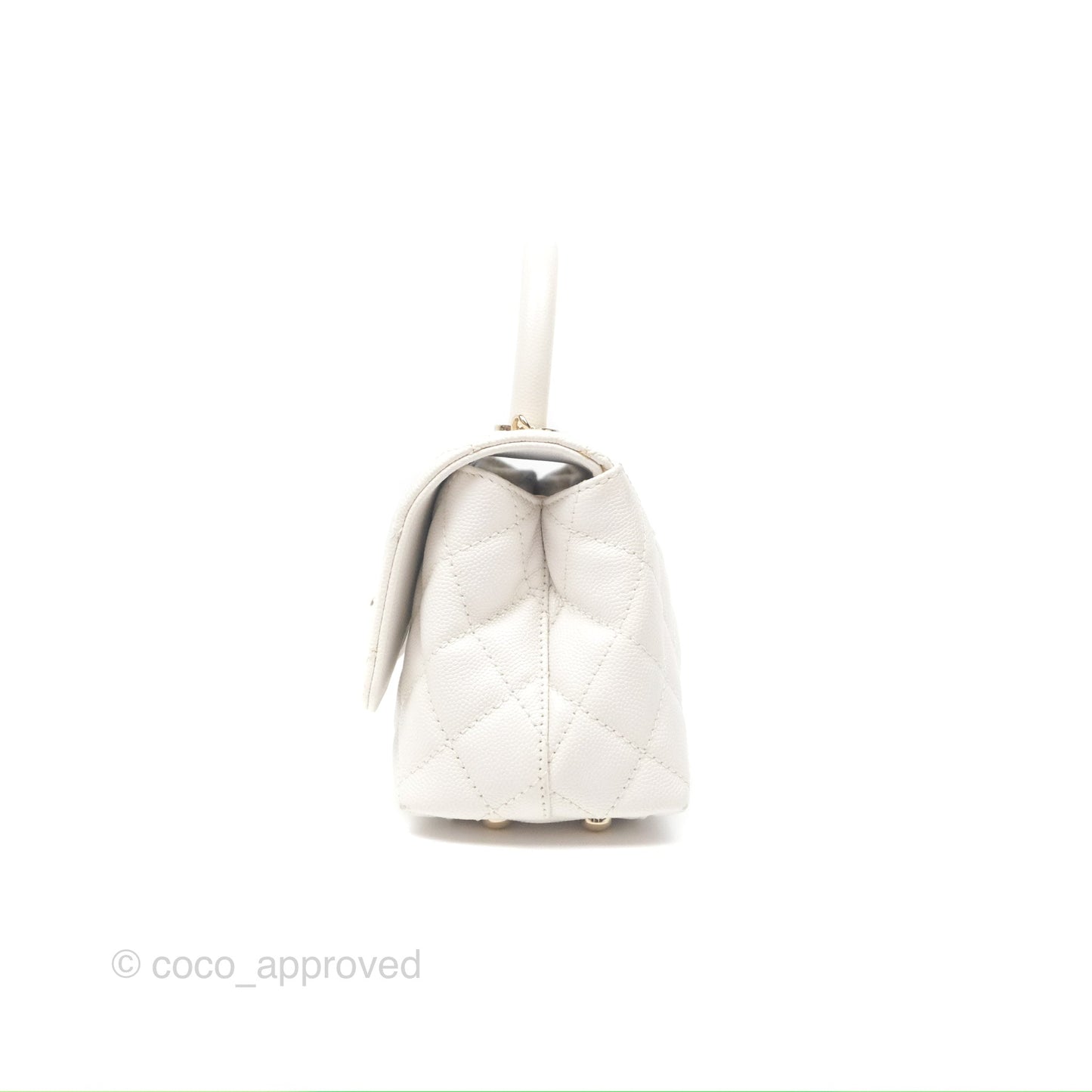 Chanel Extra Mini Quilted Coco Handle White Caviar Gold Hardware
