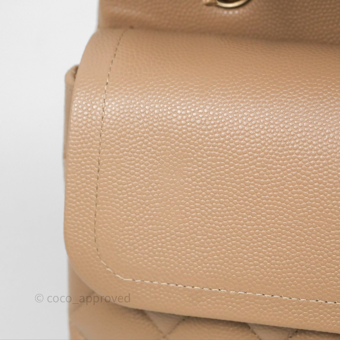 Chanel Classic M/L Medium Double Flap Dark Beige Caviar Gold Hardware 19B