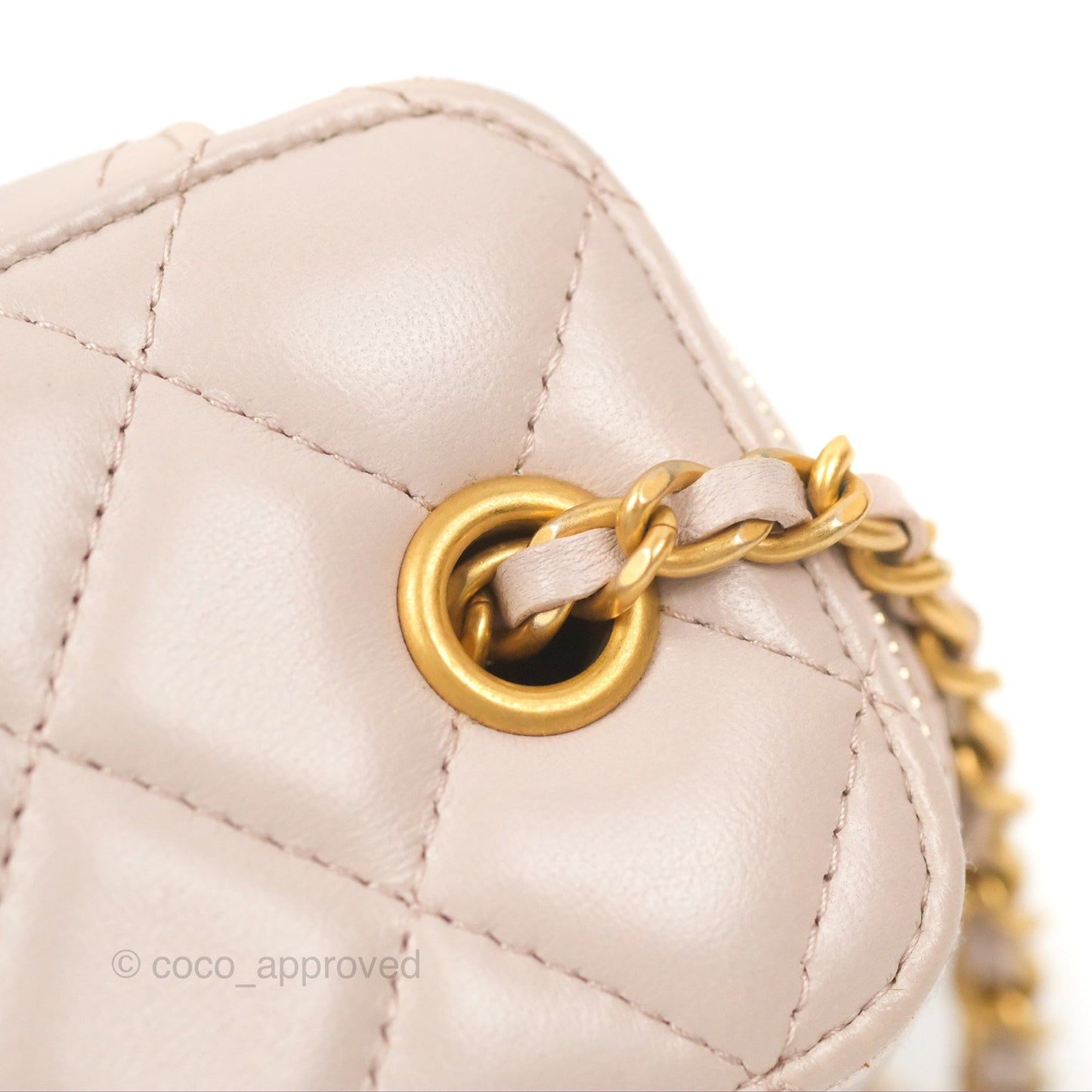 Chanel Classic Pearl Crush Mini Vanity With Chain Lilac Pink Lambskin Aged Gold Hardware