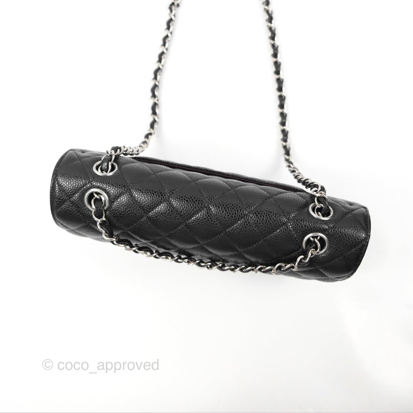Chanel Classic M/L Medium Flap Quilted Black Caviar Silver Hardware