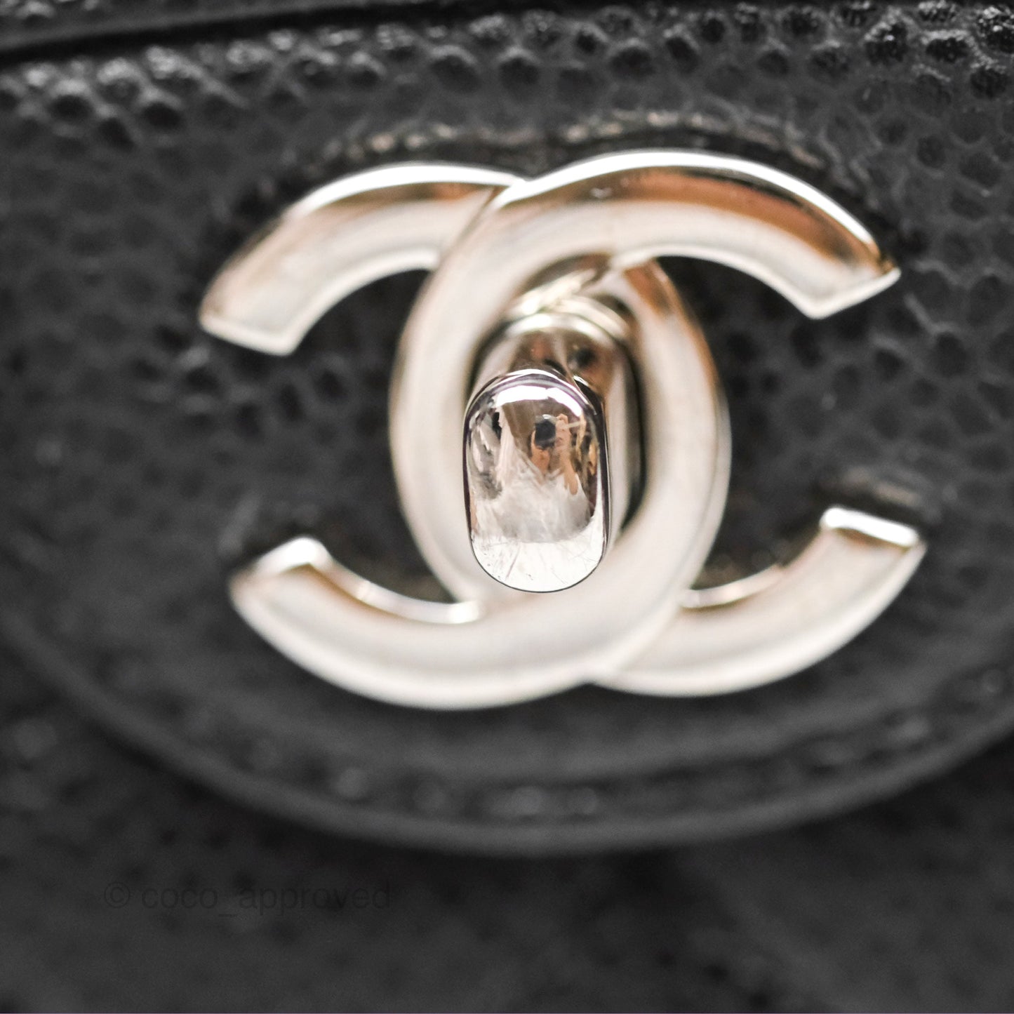 Chanel Classic M/L Medium Flap Quilted Black Caviar Silver Hardware