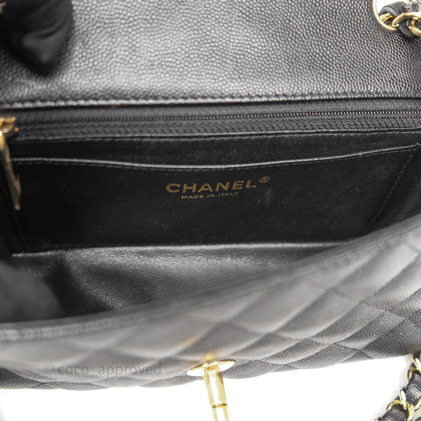 Chanel Mini Rectangular Quilted Black Caviar Gold Hardware