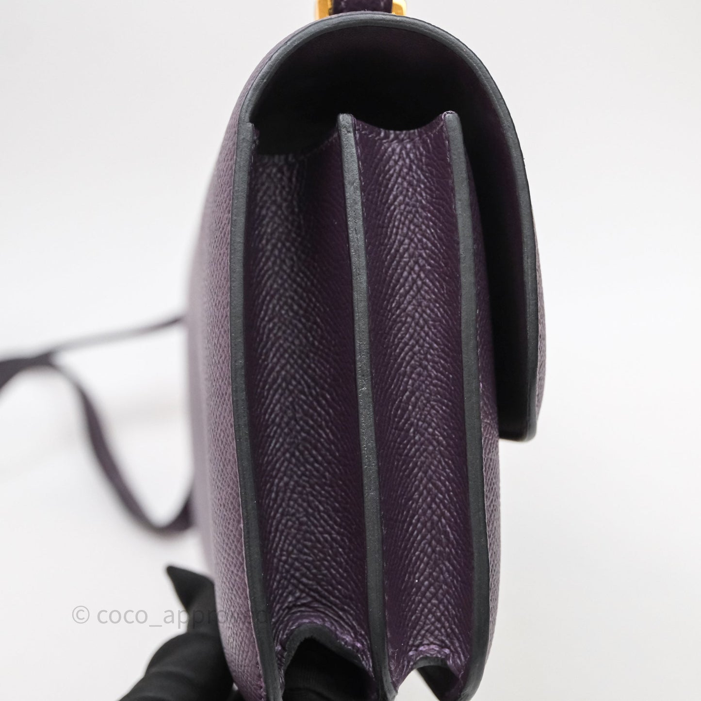 Hermès Constance Elan Raisin 59 Epsom Gold Hardware