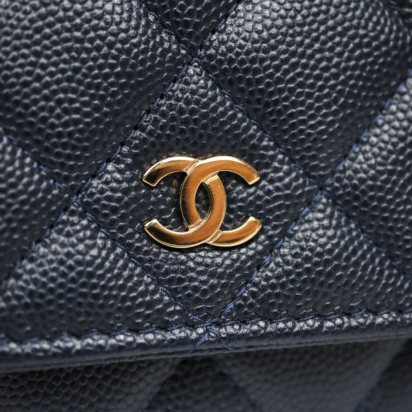 Chanel Classic Wallet On Chain WOC Quilted Navy Caviar Gold Hardware