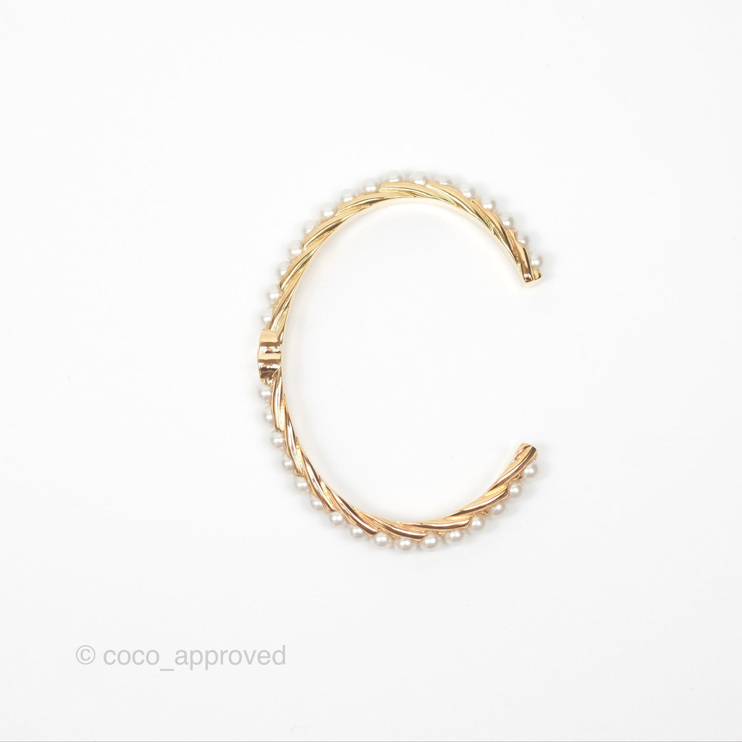 Chanel CC Pearls Bangle Bracelet Gold Tone 23A