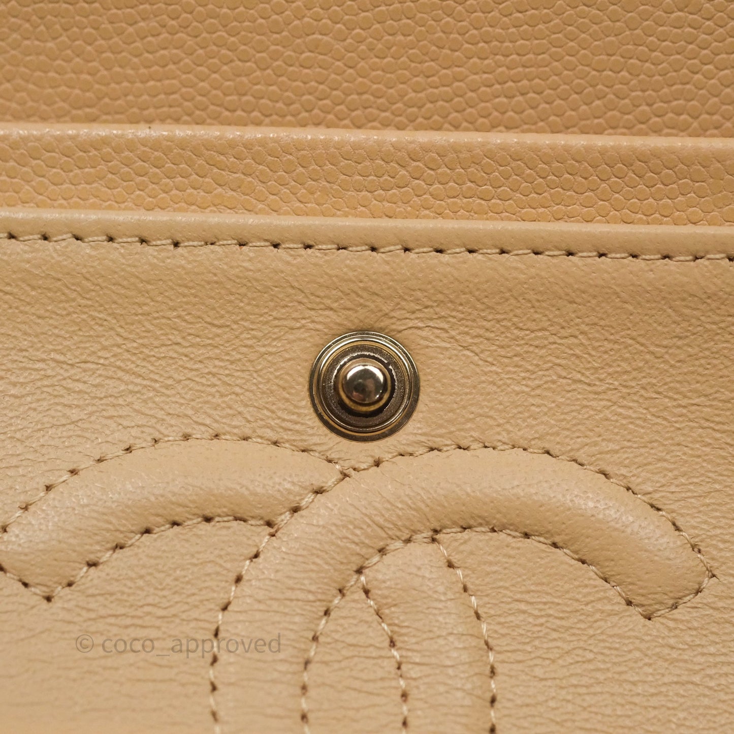 Chanel Classic Small S/M Quilted Flap Beige Caviar Gold Hardware