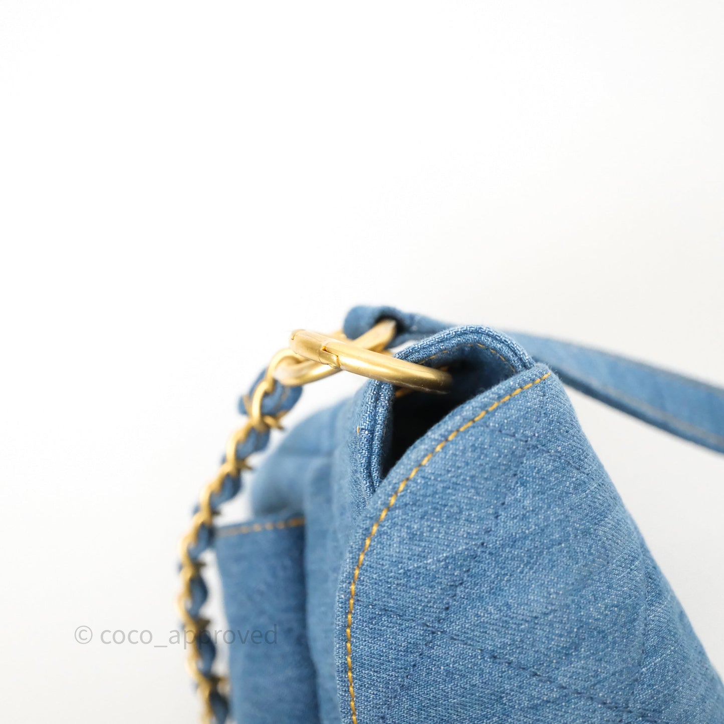 Chanel Double Pocket Hobo Bag Blue Denim Aged Gold Hardware