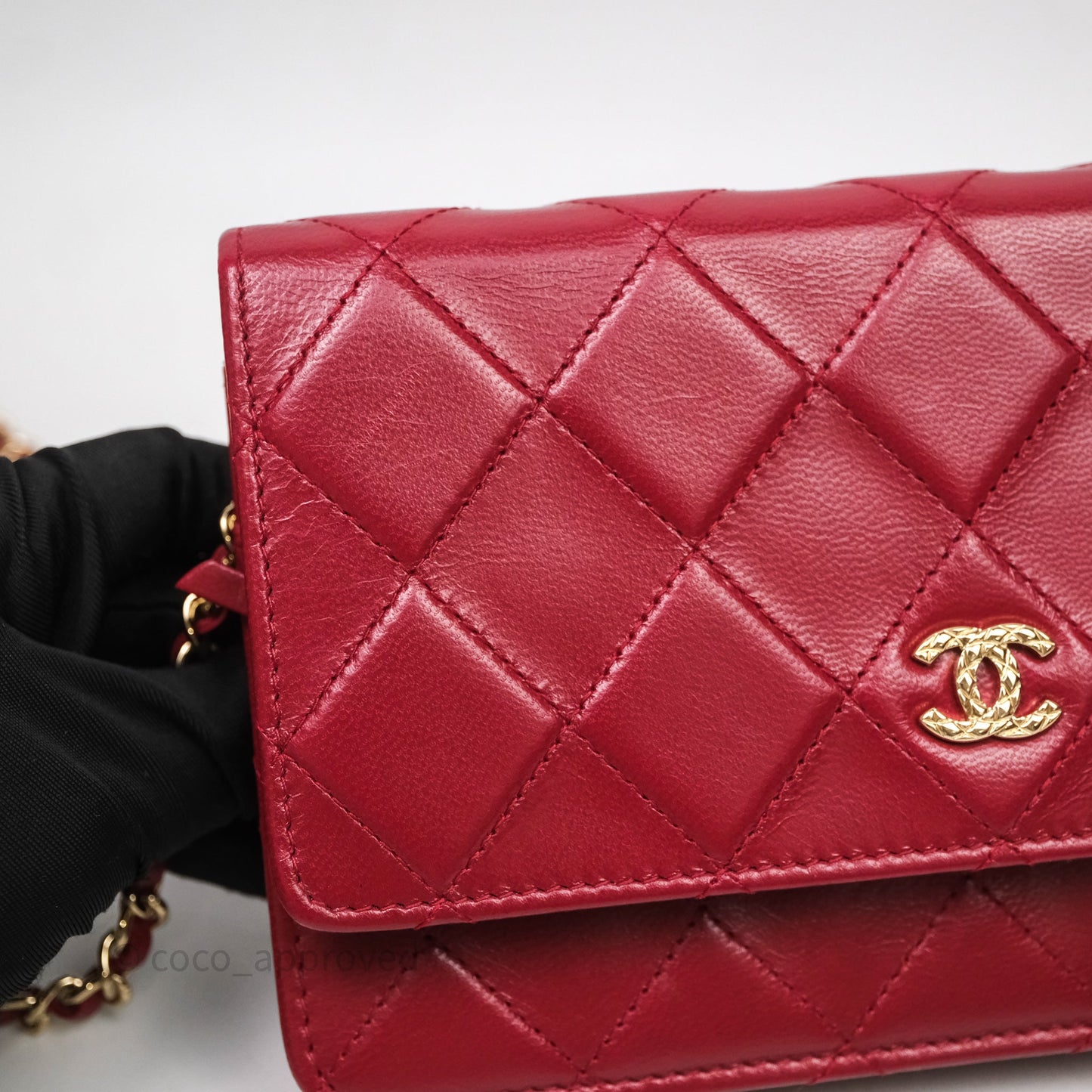 Chanel Wallet On Chain Red Calfskin Bag Gold hardware
