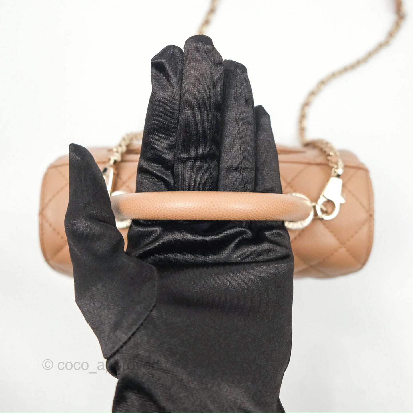 Chanel Small Coco Handle Quilted Beige Caviar Gold Hardware