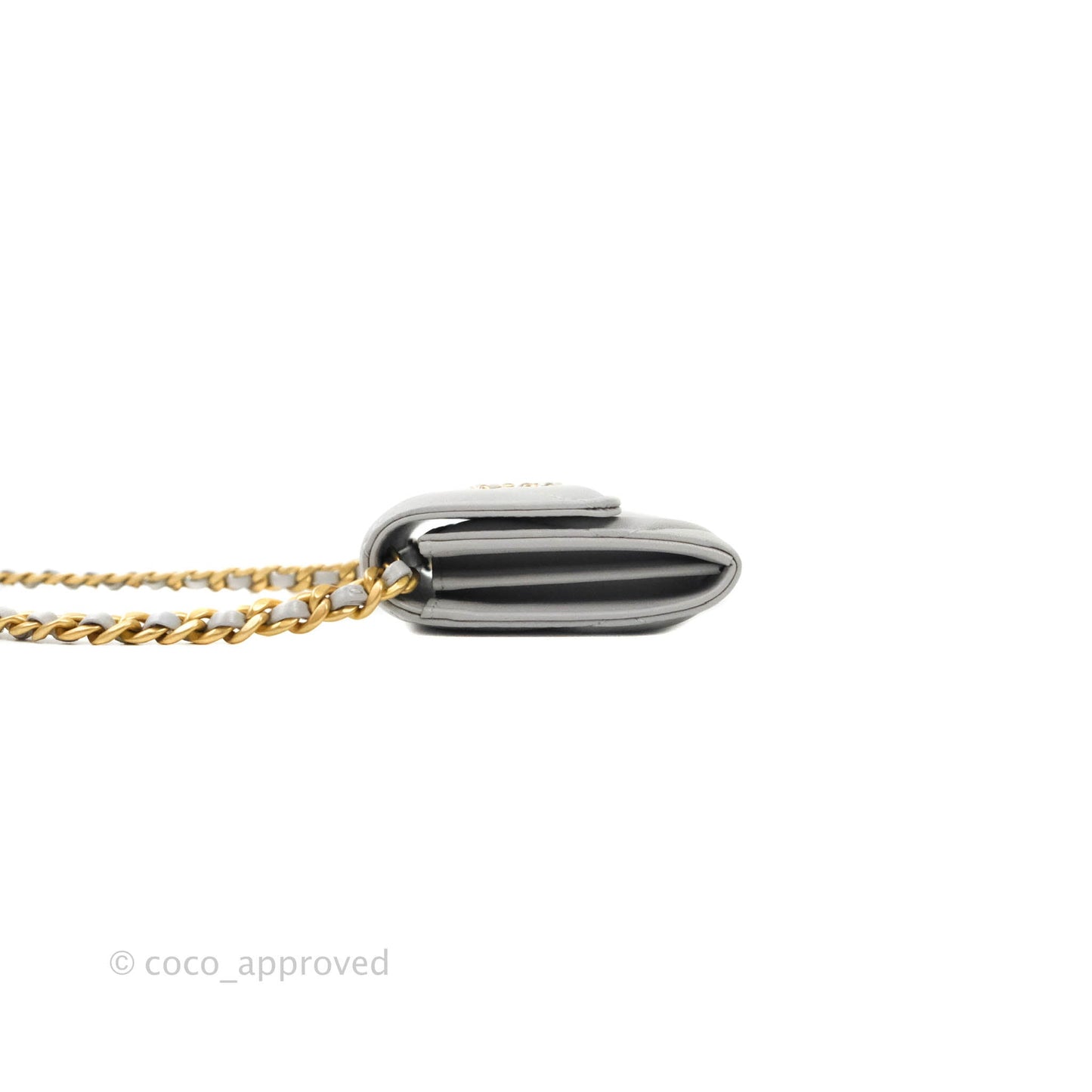 Chanel 19 Card Holder With Chain Grey Mixed Hardware