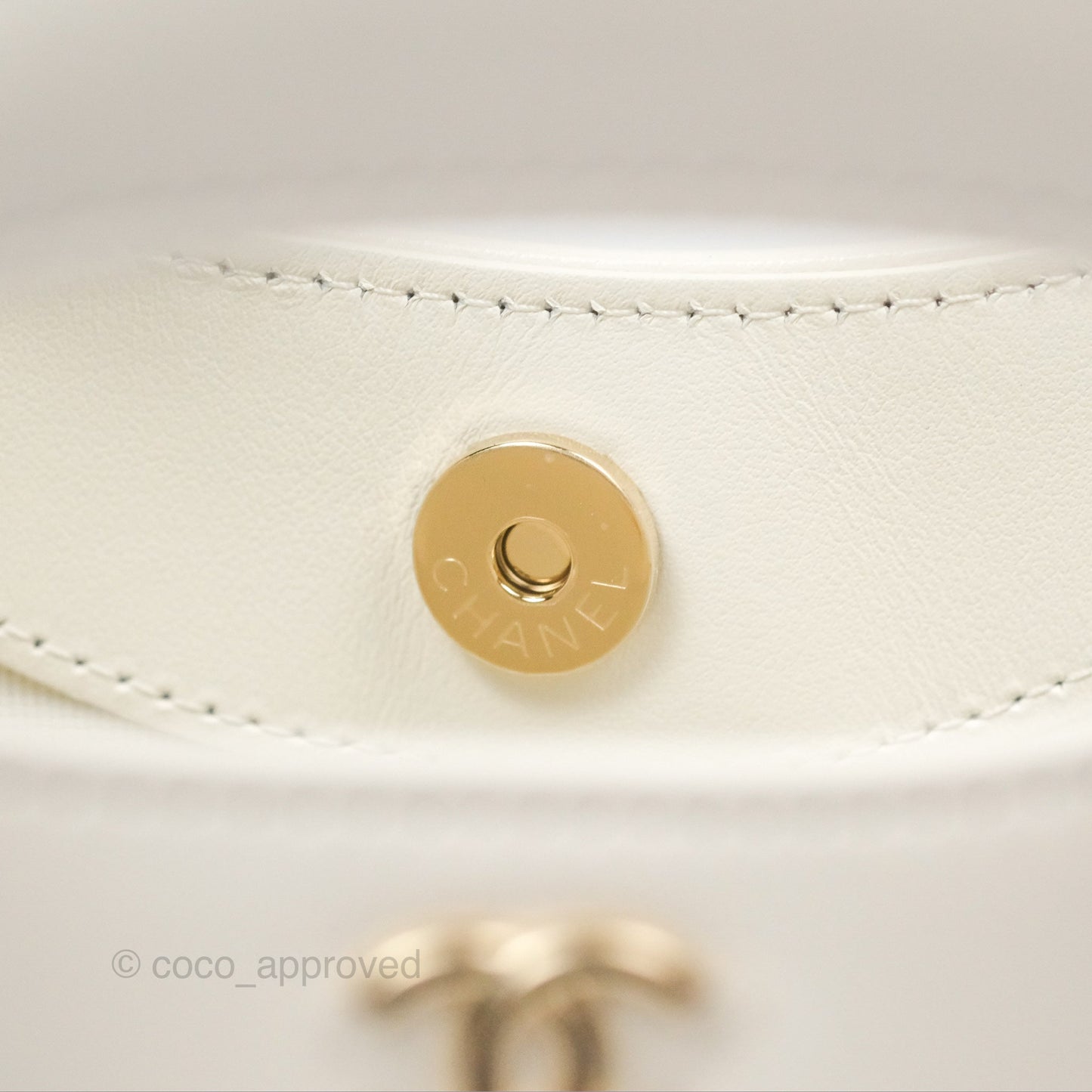 Chanel Nano 31 White Shiny Calfskin Gold Hardware