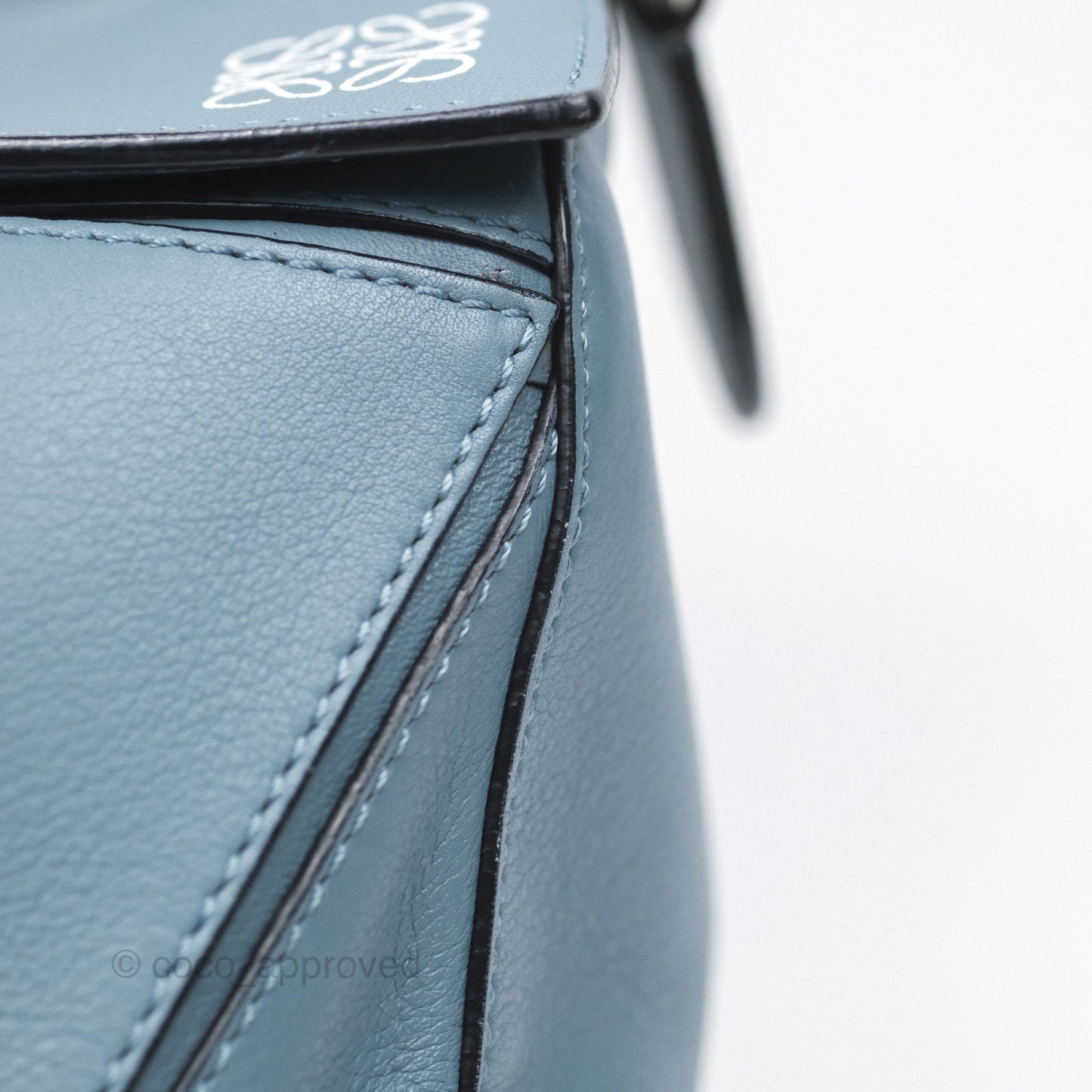 Loewe Medium Puzzle Bag Blue Calfskin Silver Hardware