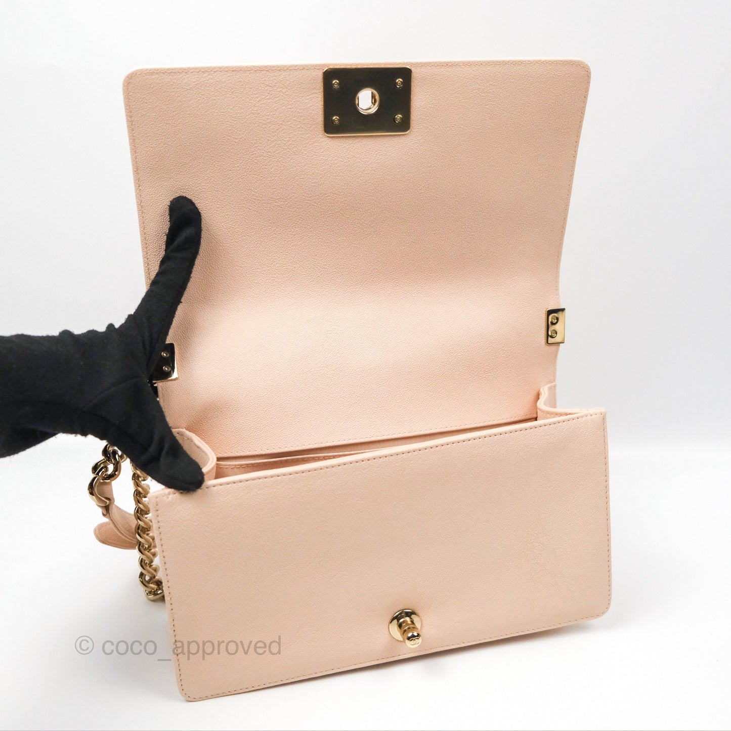 Chanel Chevron Medium Boy Light Pink Caviar Gold Hardware