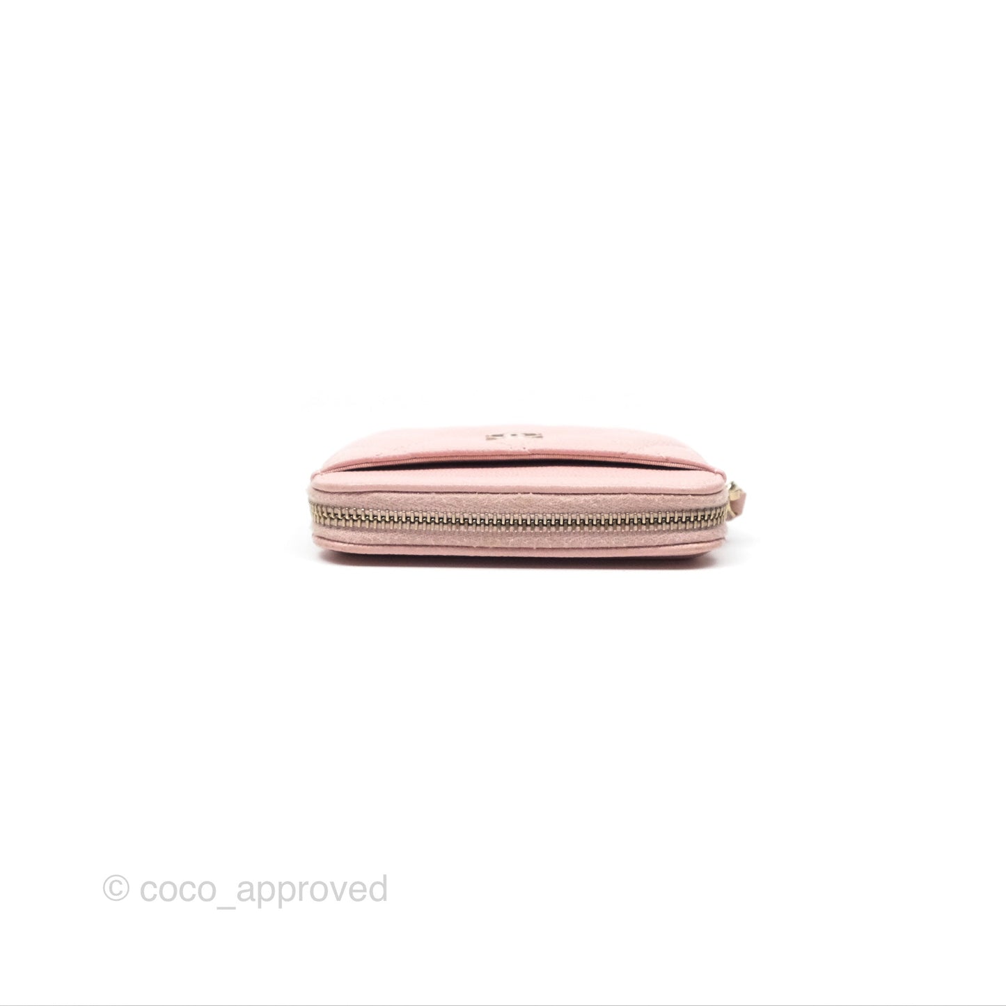 Chanel Quilted Classic Zip Card Holder Wallet Pink Caviar Gold Hardware