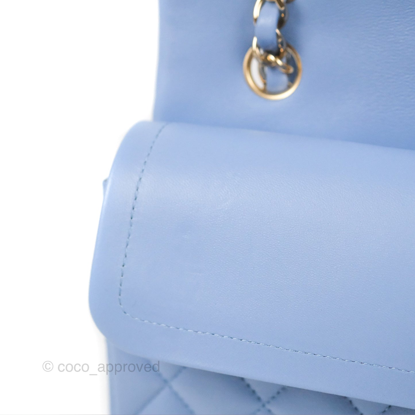 Chanel Small Classic Quilted Flap Blue Sky Lambskin Gold Hardware 21C