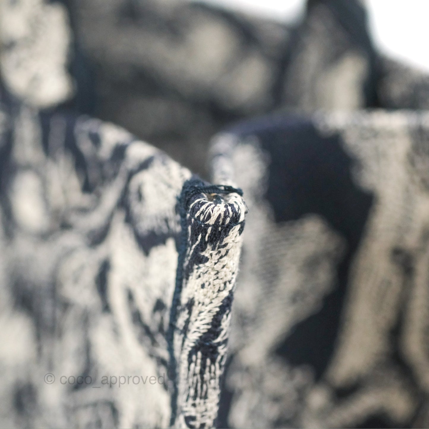 Christian Dior Embroidered Toile De Jouy Small Canvas Book Tote Navy