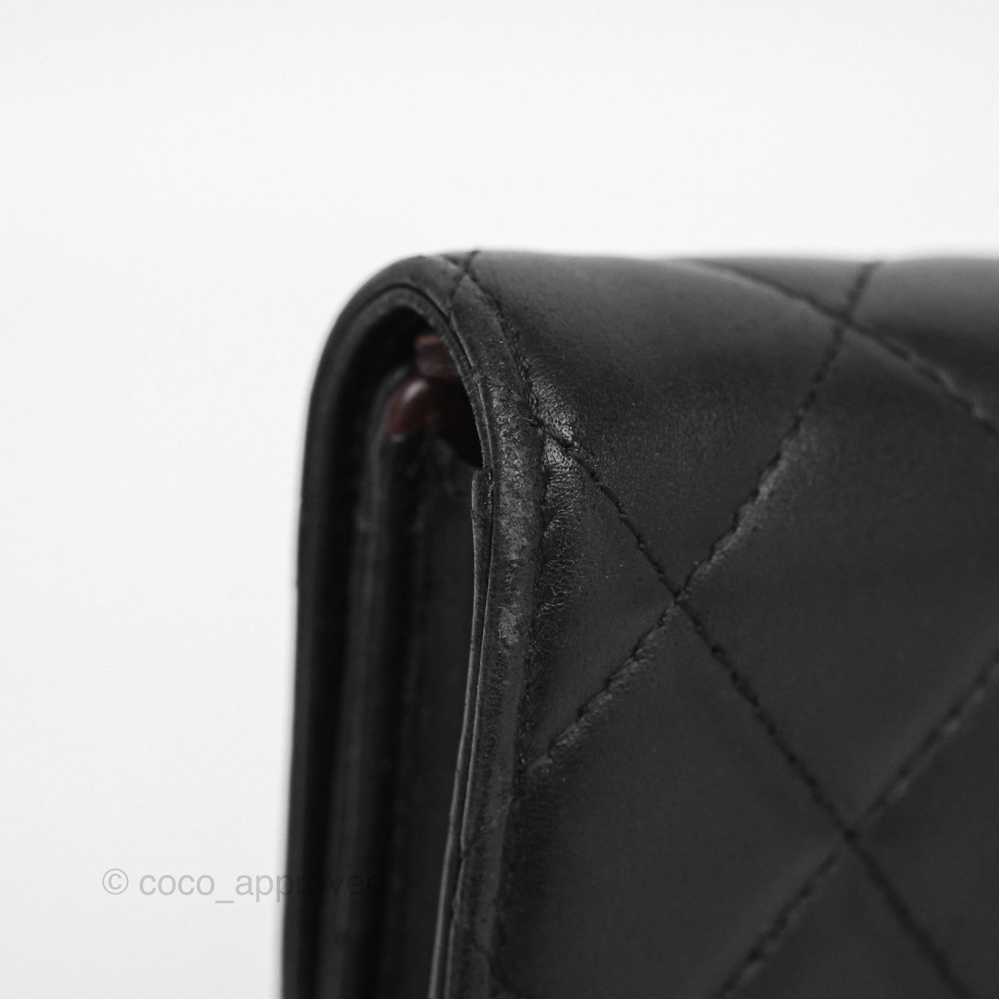 Chanel Classic Quilted Long Wallet Black Lambskin Silver Hardware