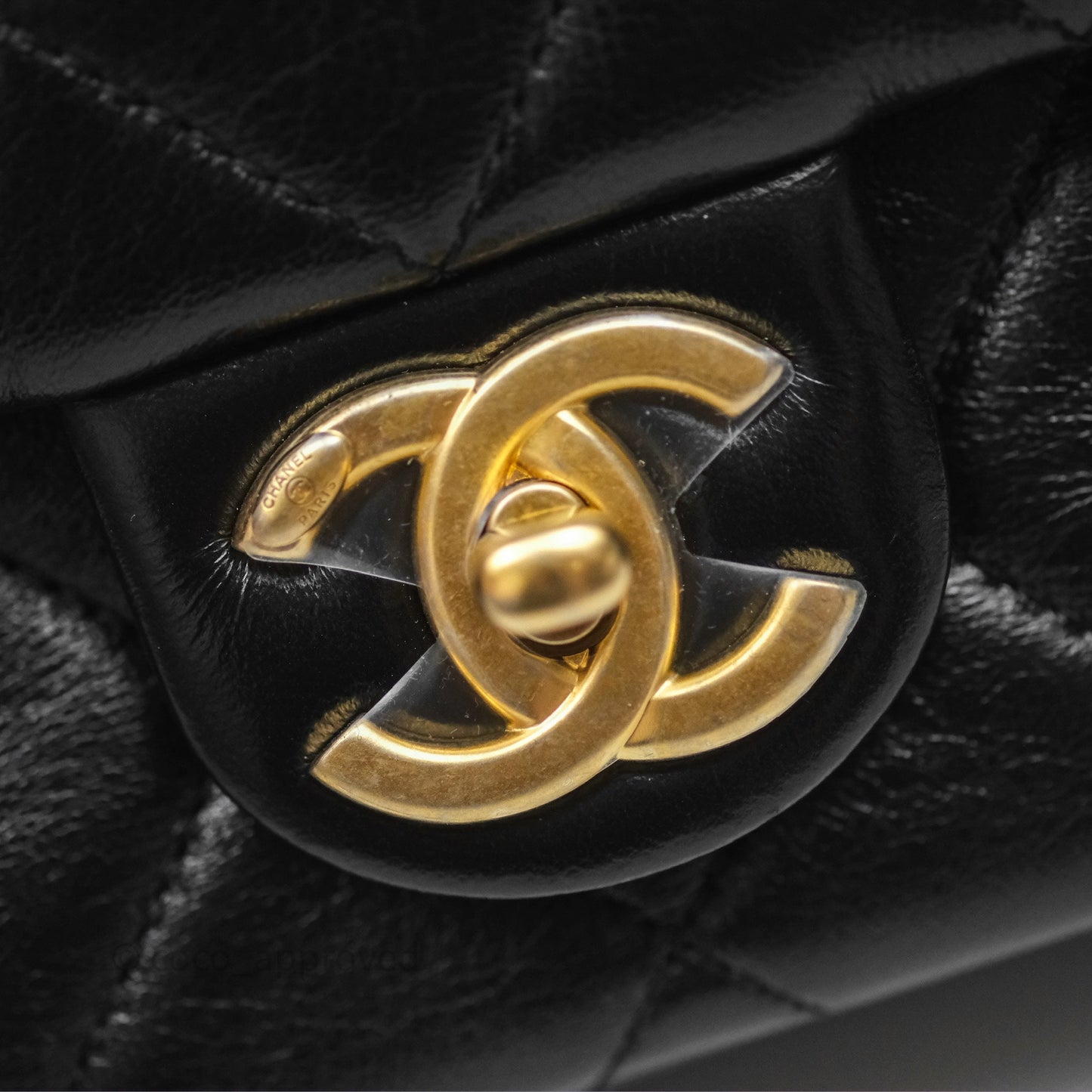 Chanel Quilted Flap Bag Black Lambskin Aged Gold Hardware 22P