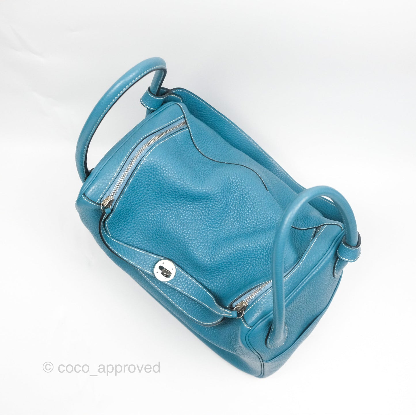 Hermès Lindy 34 Blue Jean Clemence Palladium Hardware